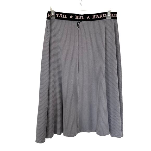 Hard Tail Gray Ribbed Jersey A-Line Elastic Waist Midi Skirt Size Medium - Picture 2 of 5
